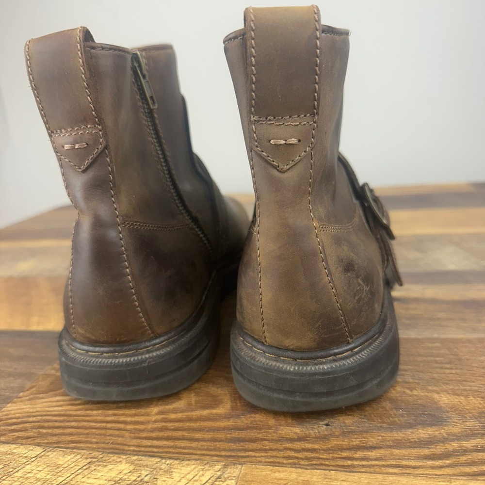 J. Murphy Johnston & Murphy Brown Leather Moto Side Zip Boots 59-1330 Mens 11.5M - Picture 5 of 10